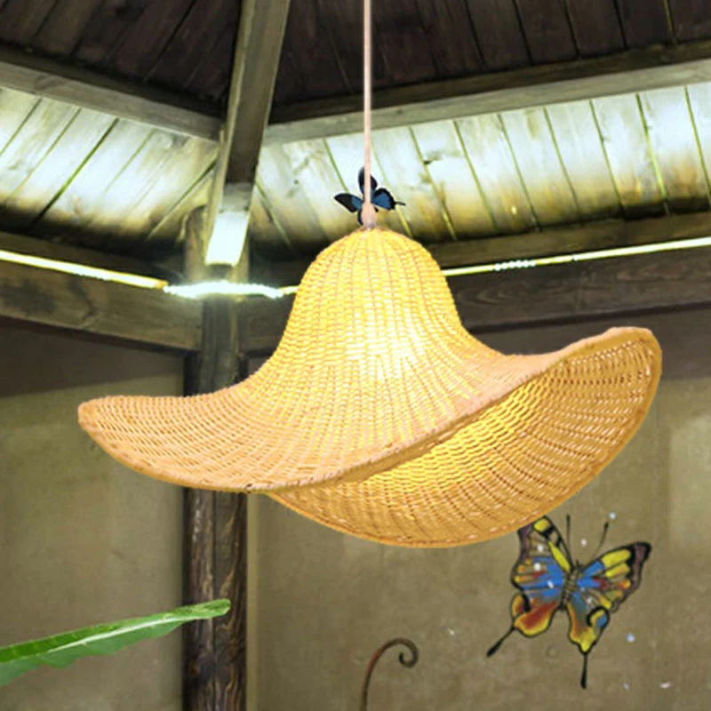 Zuidoost-Azië Strohoed-plafondlamp Rotan Single Tea Room Hangende hanglamp hout Clearhalo