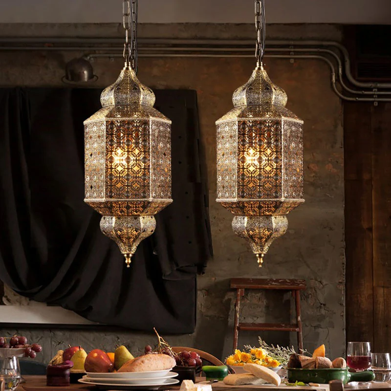 Zuidoost-Azië Uitgesneden hanglamp 2 koppen ijzeren plafondverlichting brons voor restaurant Clearhalo