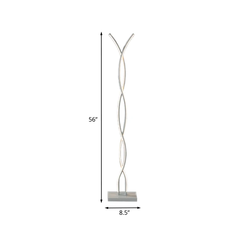 Zwaaiende lijn staande lamp Minimalistische metalen LED witte vloerleesverlichting warm/wit/natuurlijk licht voor studeerk...