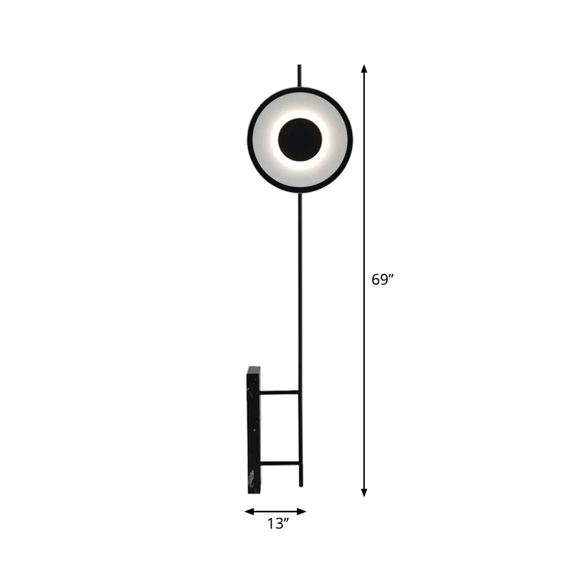Zwart afgewerkt rond paneel vloerverlichting modernistische LED metalen staande vloerlamp Clearhalo