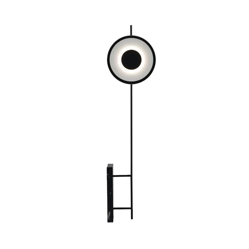 Zwart afgewerkt rond paneel vloerverlichting modernistische LED metalen staande vloerlamp Clearhalo