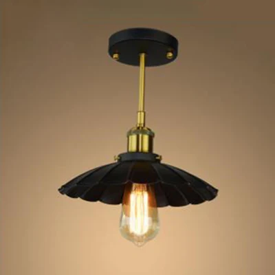 Zwart geschulpte semi-inbouwmontage, industrieel vintage metaal, 1 licht, plafondmontage voor binnen Clearhalo