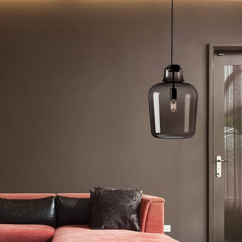 Zwart glazen pot hanglamp eigentijds 1 kop hangend plafondlicht voor eetkamer Clearhalo