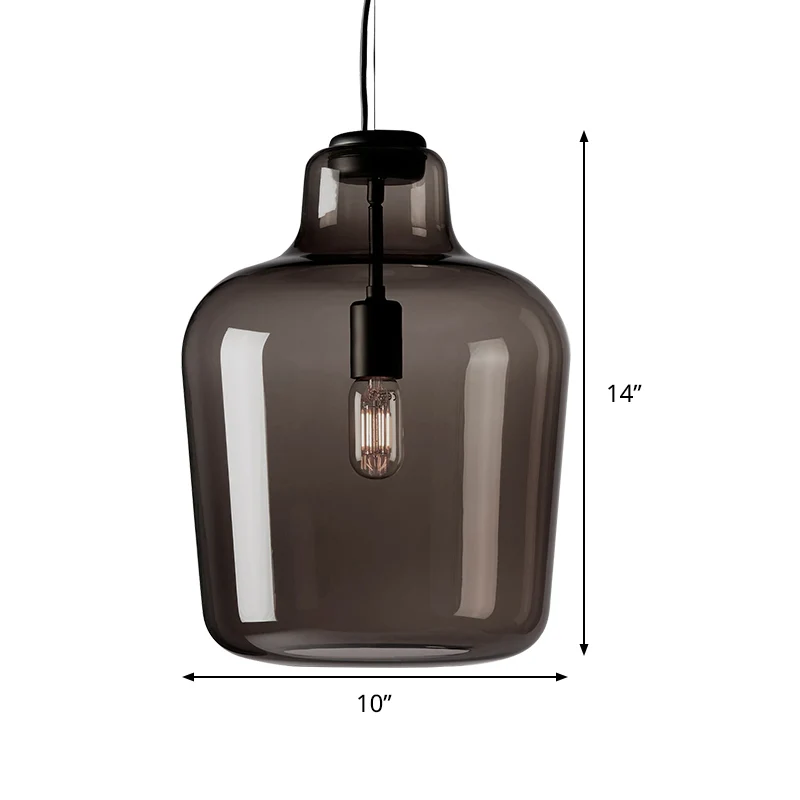 Zwart glazen pot hanglamp eigentijds 1 kop hangend plafondlicht voor eetkamer Clearhalo