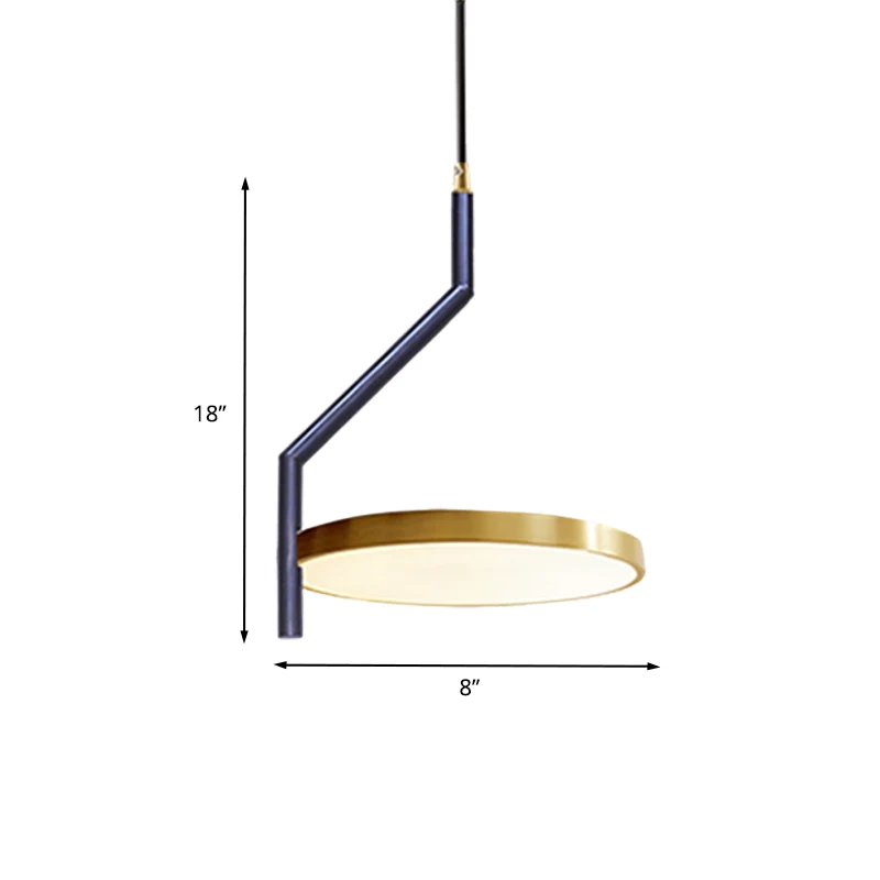 Zwart en goud cirkel plafond hanglamp modernistische metalen LED hanglamp met gebogen staaf voor woonkamer Clearhalo