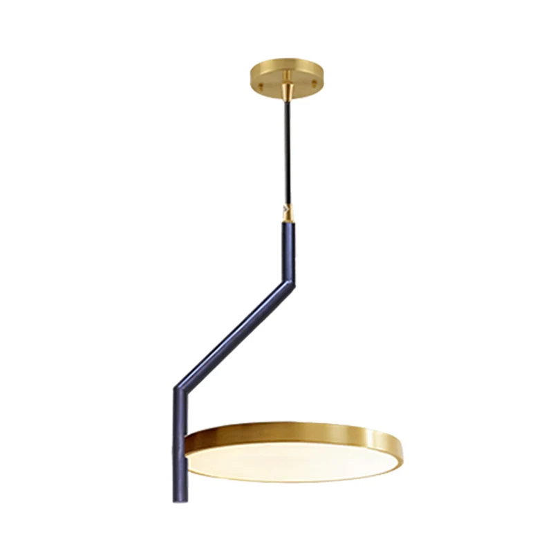 Zwart en goud cirkel plafond hanglamp modernistische metalen LED hanglamp met gebogen staaf voor woonkamer Clearhalo