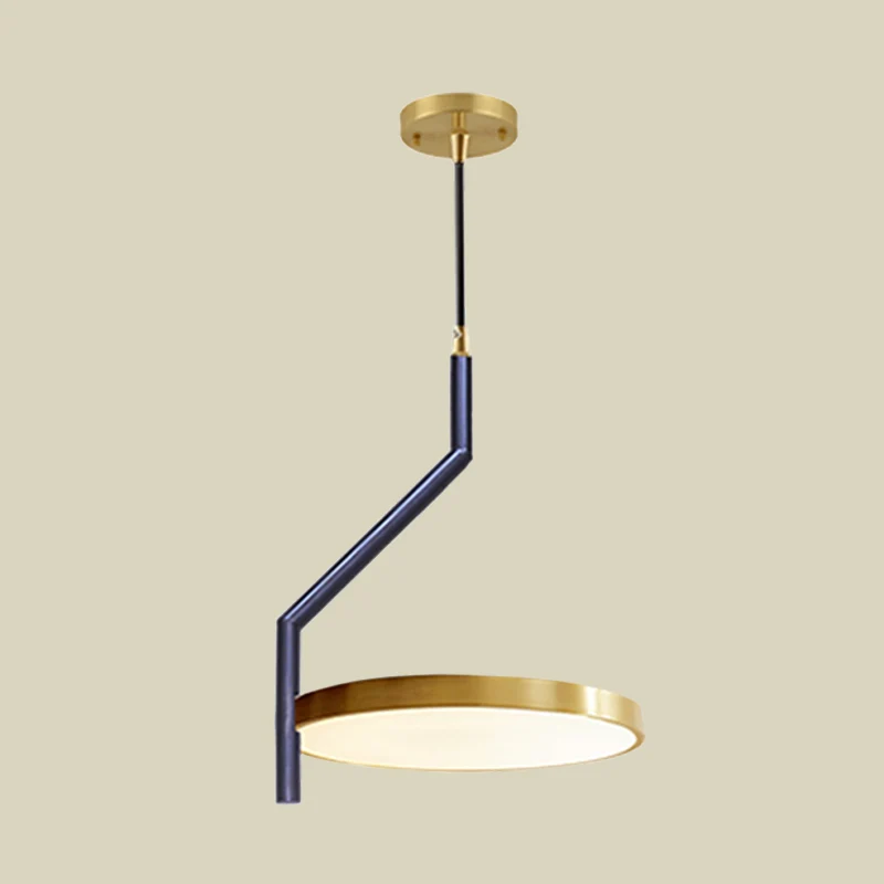 Zwart en goud cirkel plafond hanglamp modernistische metalen LED hanglamp met gebogen staaf voor woonkamer Clearhalo