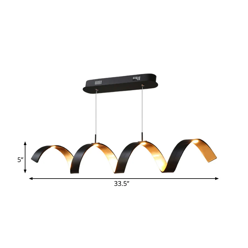 Zwart en goud gedraaide plafondlamp Eenvoud Enkel licht acryl kroonluchterhanger boven tafel Clearhalo