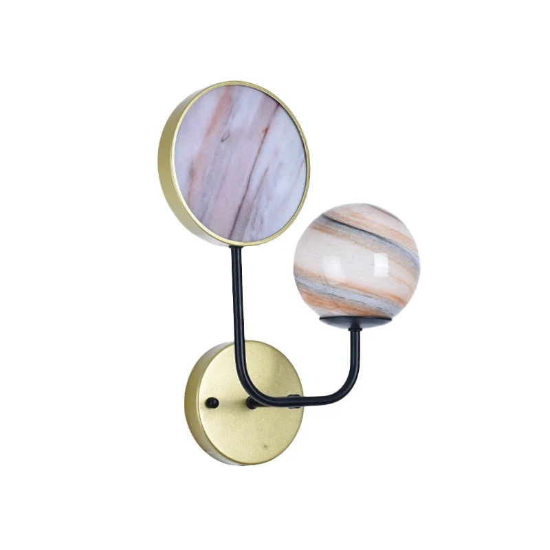 Zwart en goud ronde wandverlichting Scandinavische stijl 1-lichts maanglas LED-wandlamp Clearhalo