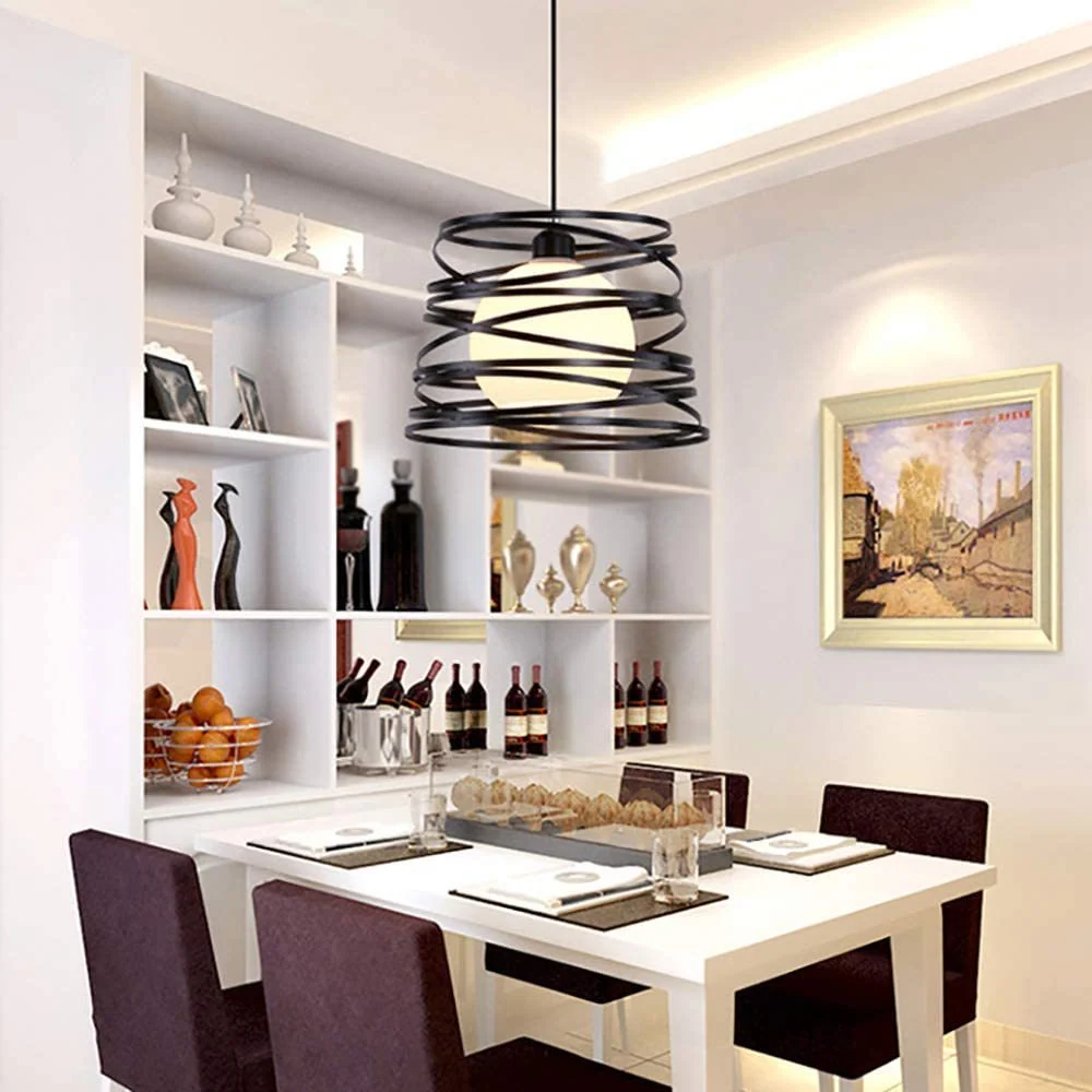 Zwart metalen 1-lichts hanglamp industriële retro cilinderkooi hanglamp voor restaurant Clearhalo