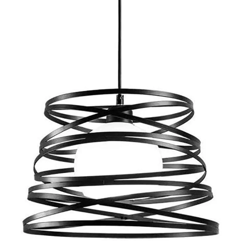 Zwart metalen 1-lichts hanglamp industriële retro cilinderkooi hanglamp voor restaurant Clearhalo