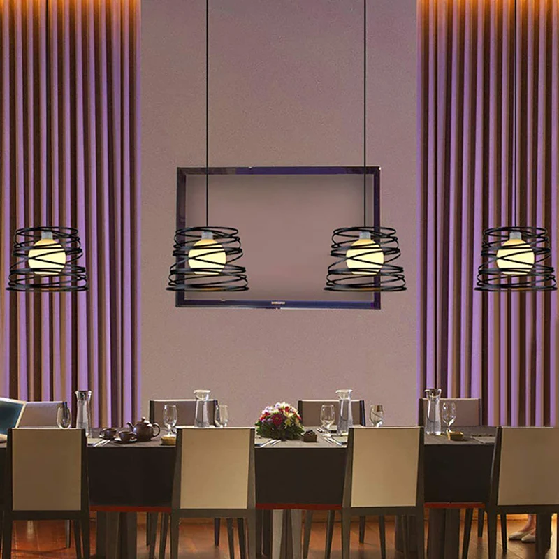 Zwart metalen 1-lichts hanglamp industriële retro cilinderkooi hanglamp voor restaurant Clearhalo