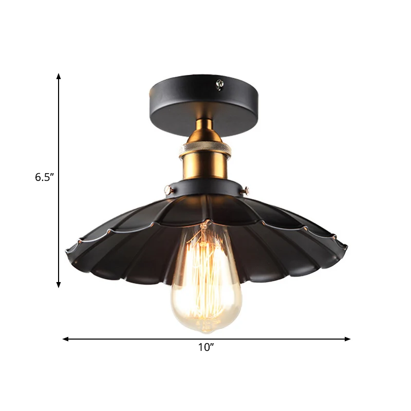 Zwart taps toelopende semi-gemonteerde verlichtingsfabriek Ijzeren eetkamer met 1 kop dicht bij plafondlamp Clearhalo