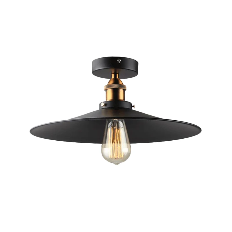 Zwart taps toelopende semi-gemonteerde verlichtingsfabriek Ijzeren eetkamer met 1 kop dicht bij plafondlamp Clearhalo