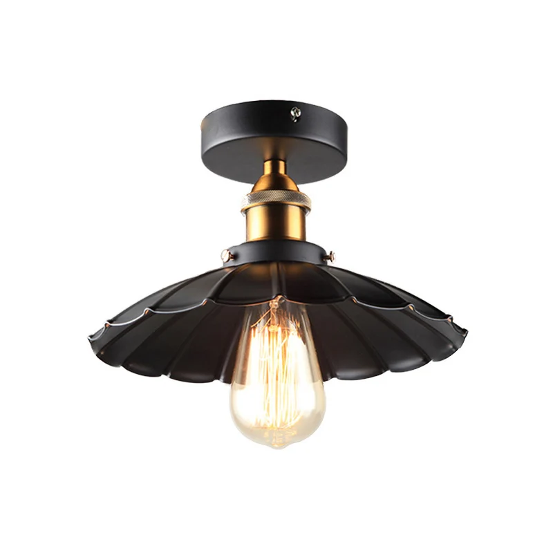 Zwart taps toelopende semi-gemonteerde verlichtingsfabriek Ijzeren eetkamer met 1 kop dicht bij plafondlamp Clearhalo