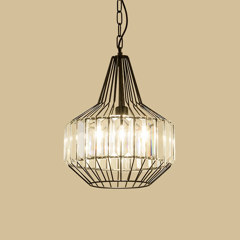Zwart traanachtig slingerlicht Minimalisme 1 lamp Heldere kristallen rechthoekige hanglamp Clearhalo