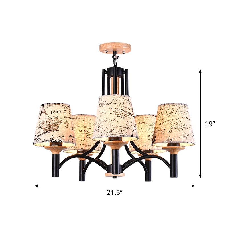 Zwart vat semi-inbouw verlichting modernistische 5 hoofden patroon stof inbouw lamp armatuur Clearhalo