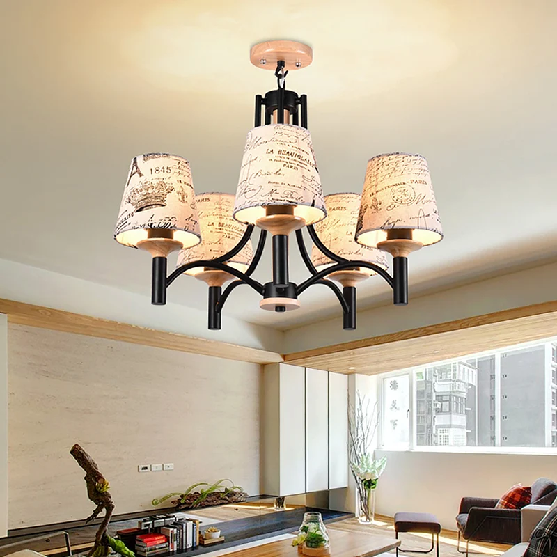 Zwart vat semi-inbouw verlichting modernistische 5 hoofden patroon stof inbouw lamp armatuur Clearhalo