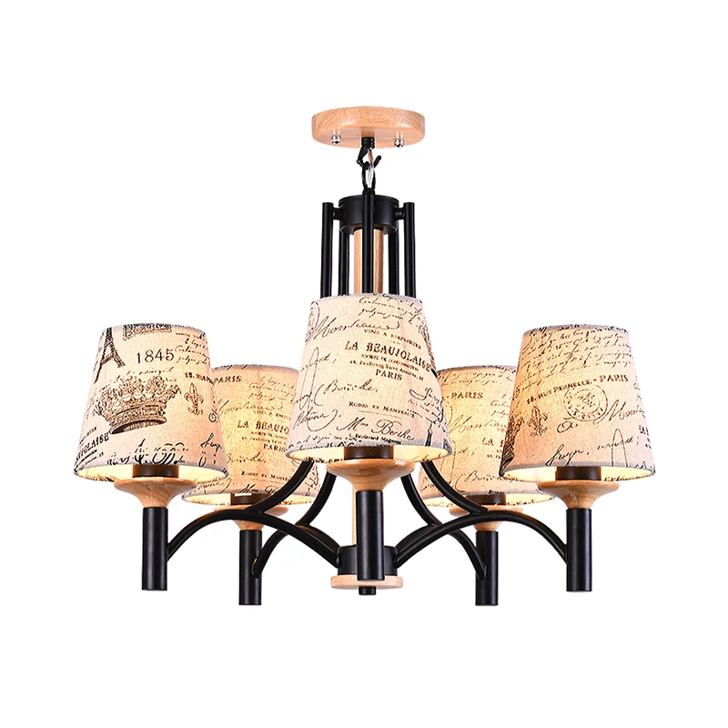 Zwart vat semi-inbouw verlichting modernistische 5 hoofden patroon stof inbouw lamp armatuur Clearhalo