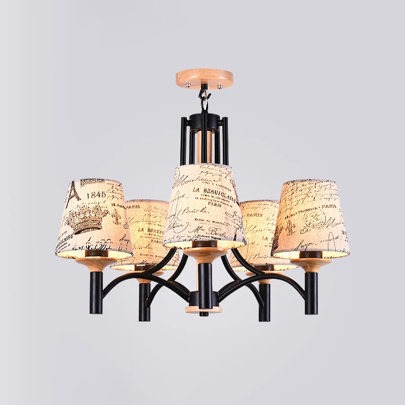 Zwart vat semi-inbouw verlichting modernistische 5 hoofden patroon stof inbouw lamp armatuur Clearhalo
