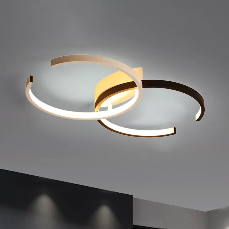 Zwart en wit/wit C-vormig plafondverlichtingsarmatuur Eenvoud LED-acryl halfverzonken plafondlamp warm/wit/natuurlijk lich...
