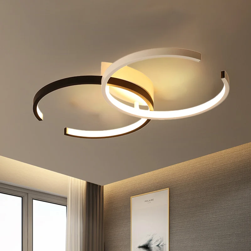 Zwart en wit/wit C-vormig plafondverlichtingsarmatuur Eenvoud LED-acryl halfverzonken plafondlamp warm/wit/natuurlijk lich...