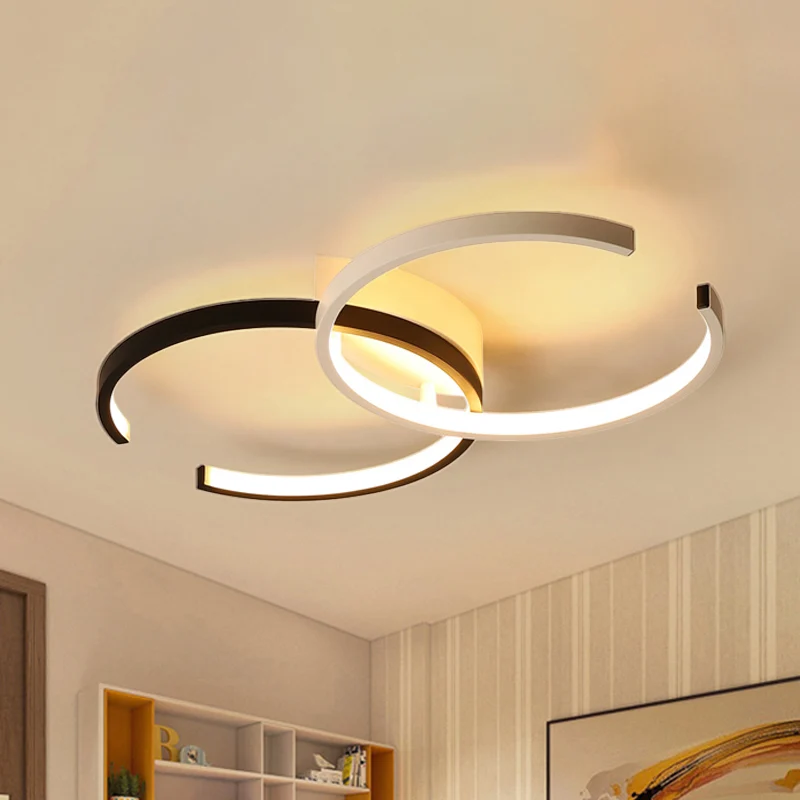 Zwart en wit/wit C-vormig plafondverlichtingsarmatuur Eenvoud LED-acryl halfverzonken plafondlamp warm/wit/natuurlijk lich...