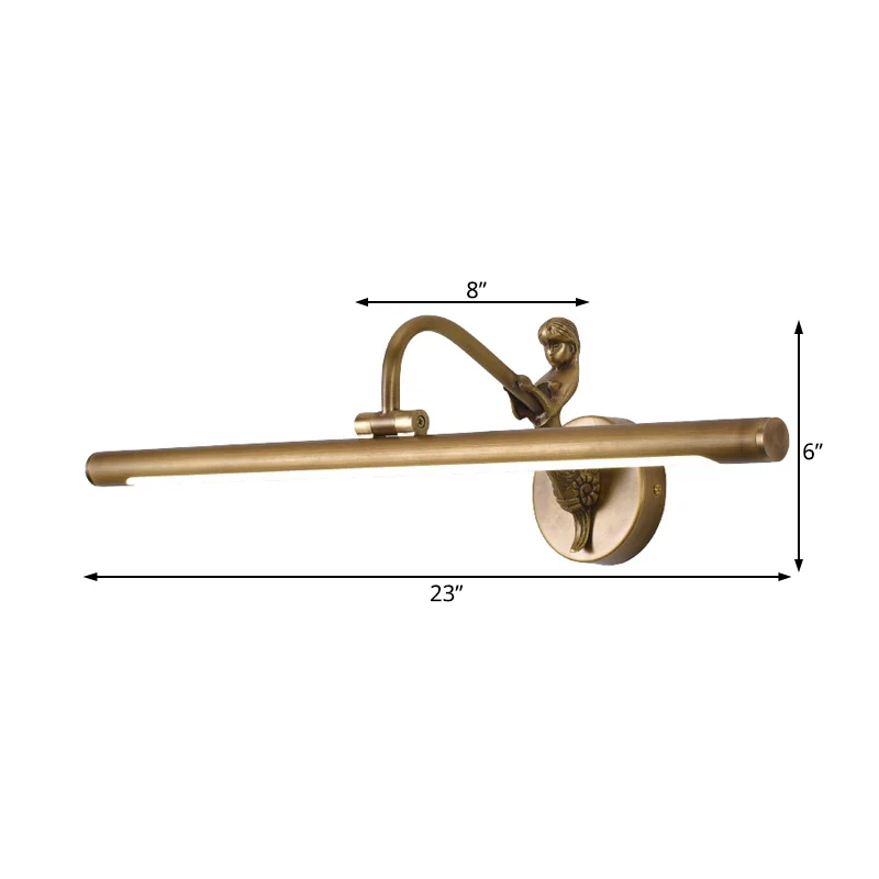 Zwart/Antiek Messing Buis Vanity Verlichting Klassiek Metaal LED 14"/18"/23" W Badkamer Wandlamp Clearhalo