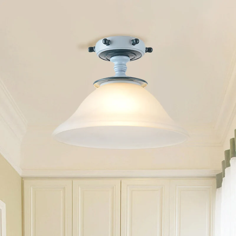 Zwart/blauw zuil/uitlopend plafond, vlak mediterraan 1-lamps ondoorzichtig glas, semi-inbouwlamp, 6"/13" breed Clearhalo
