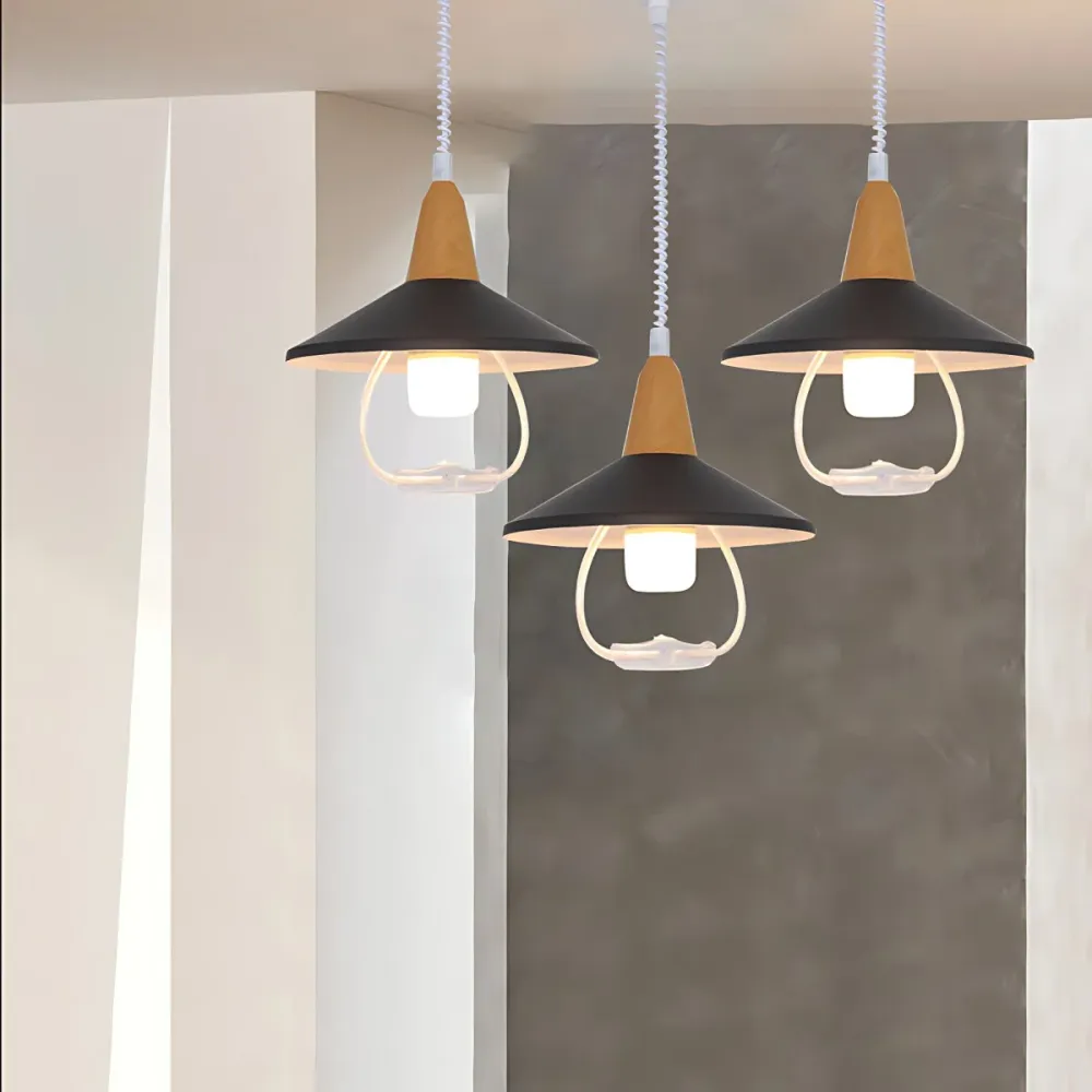 Zwart/blauwe conische kap hanglamp Macaron Stijlvolle metalen 1-kops eettafel hanglamp Clearhalo
