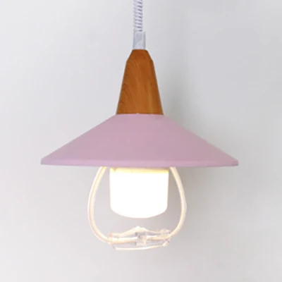 Zwart/blauwe conische kap hanglamp Macaron Stijlvolle metalen 1-kops eettafel hanglamp Clearhalo