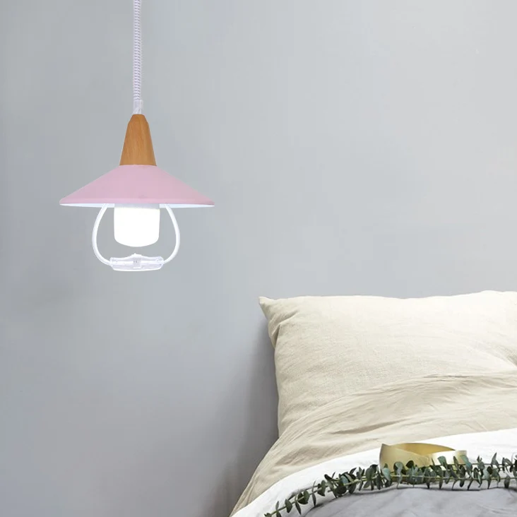 Zwart/blauwe conische kap hanglamp Macaron Stijlvolle metalen 1-kops eettafel hanglamp Clearhalo
