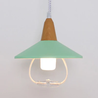 Zwart/blauwe conische kap hanglamp Macaron Stijlvolle metalen 1-kops eettafel hanglamp Clearhalo
