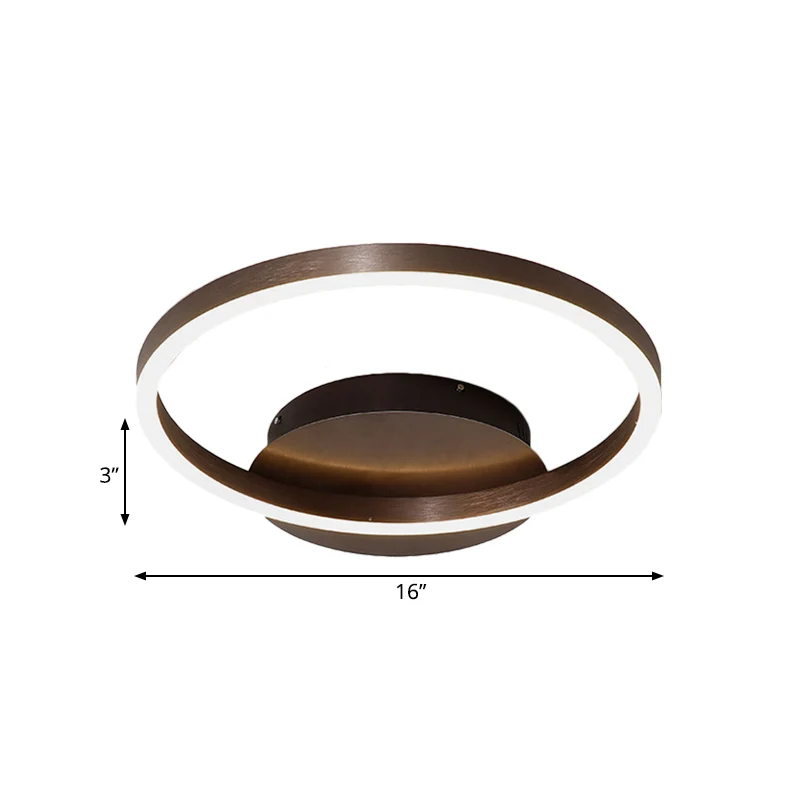 Zwart/bruin 1/2/3-ring semi-inbouwlicht eigentijds LED acryl plafondgemonteerd armatuur warm/wit/natuurlijk licht, 16,5"/1...