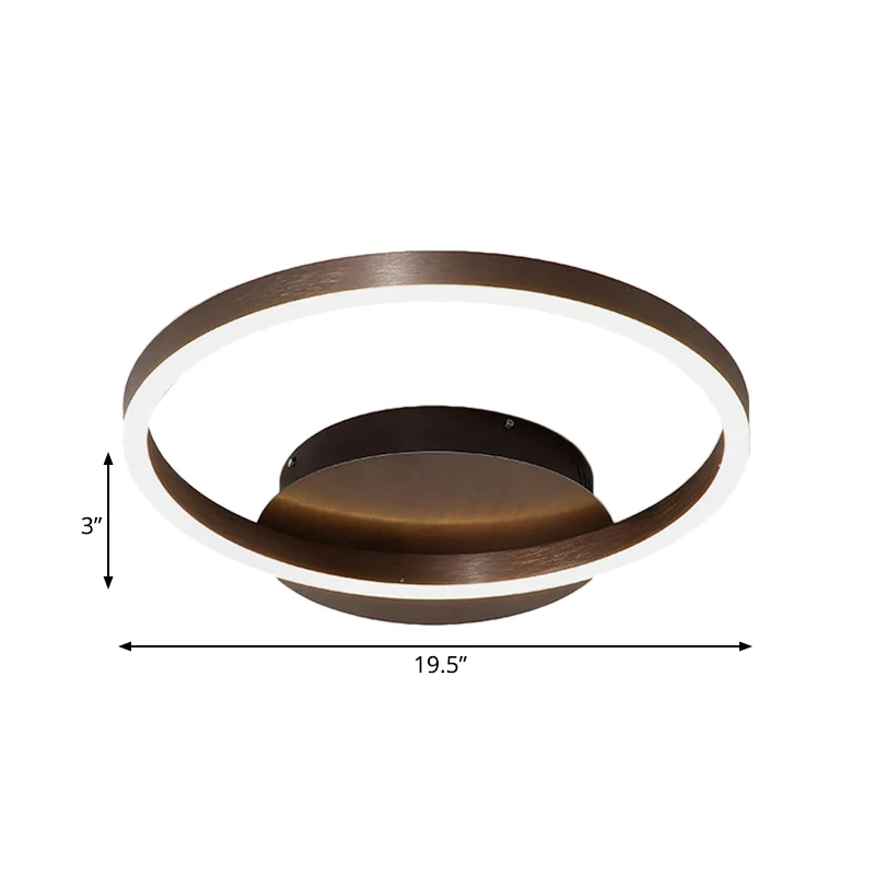 Zwart/bruin 1/2/3-ring semi-inbouwlicht eigentijds LED acryl plafondgemonteerd armatuur warm/wit/natuurlijk licht, 16,5"/1...