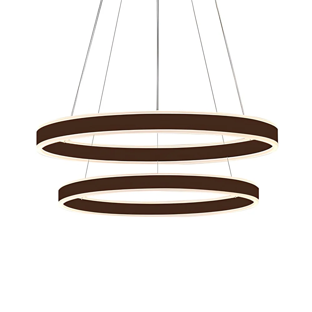 Zwart/bruine ring-plafondhanger Hedendaagse 2/3/4-lichts acryl LED-kroonluchter warm/wit licht Clearhalo