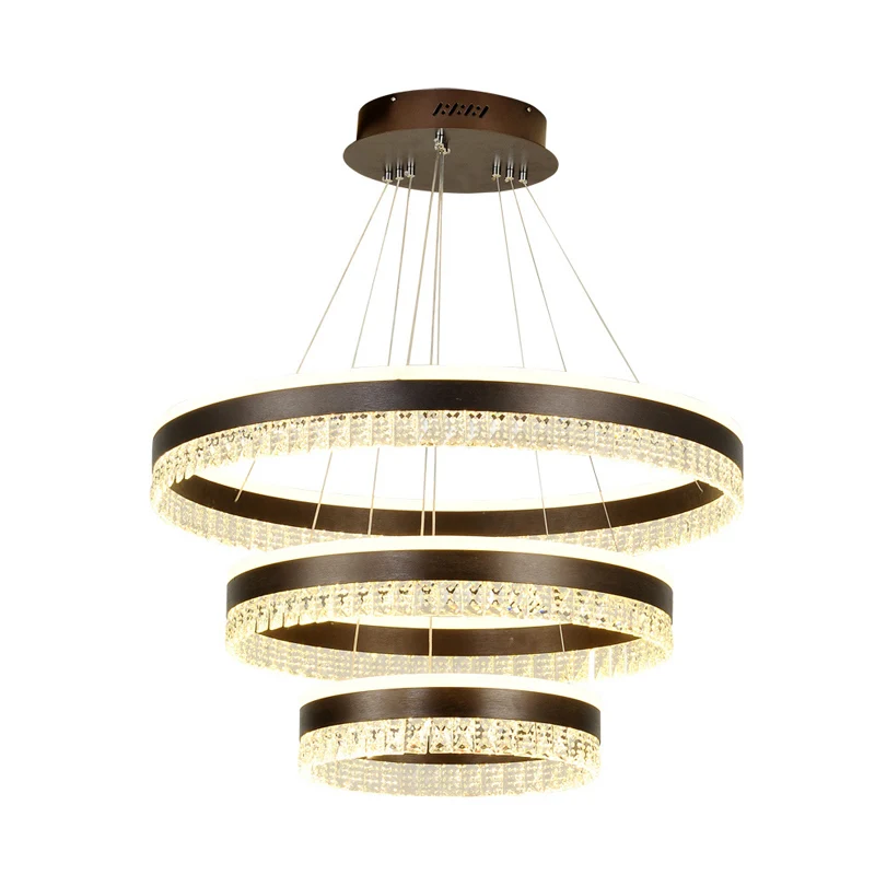 Zwarte 3-laags hangende verlichting hedendaagse kristallen blok LED-plafondkroonluchter warm/wit/3 kleurenlicht Clearhalo