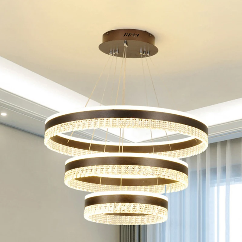 Zwarte 3-laags hangende verlichting hedendaagse kristallen blok LED-plafondkroonluchter warm/wit/3 kleurenlicht Clearhalo