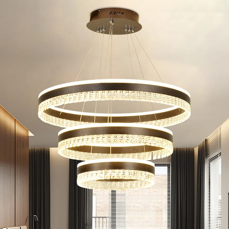 Zwarte 3-laags hangende verlichting hedendaagse kristallen blok LED-plafondkroonluchter warm/wit/3 kleurenlicht Clearhalo