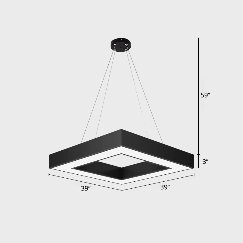 Zwarte afwerking vierkante LED kroonluchter acryl plafondophanging Scandinavische stijl Clearhalo