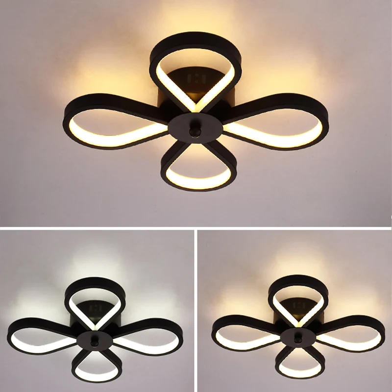 Zwarte bloem plafondinbouwlamp Minimalistische metalen LED semi-gemonteerde verlichting voor gang Clearhalo