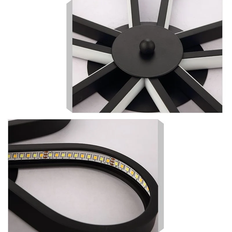 Zwarte bloem plafondinbouwlamp Minimalistische metalen LED semi-gemonteerde verlichting voor gang Clearhalo