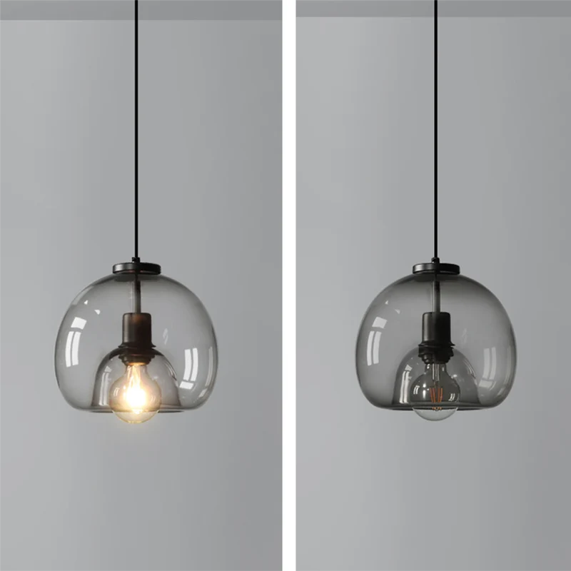 Zwarte bolvormige hanglamp moderne minimalistische helderglazen eetkamer hanglamp Clearhalo