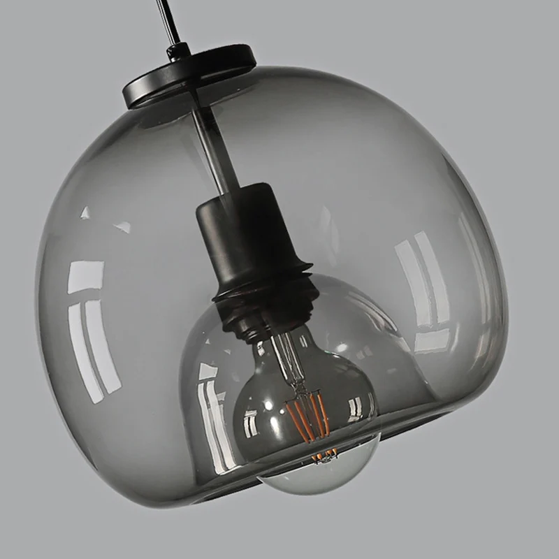 Zwarte bolvormige hanglamp moderne minimalistische helderglazen eetkamer hanglamp Clearhalo