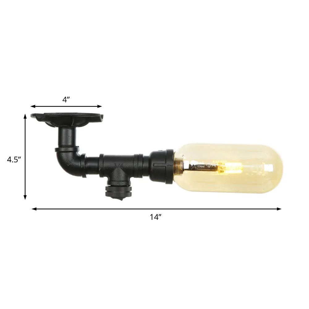 De zwarte Capsule Shade Semi Flush zet licht industrieel amberglas op 1 licht binnenplafondverlichtingsarmatuur met pijpon...