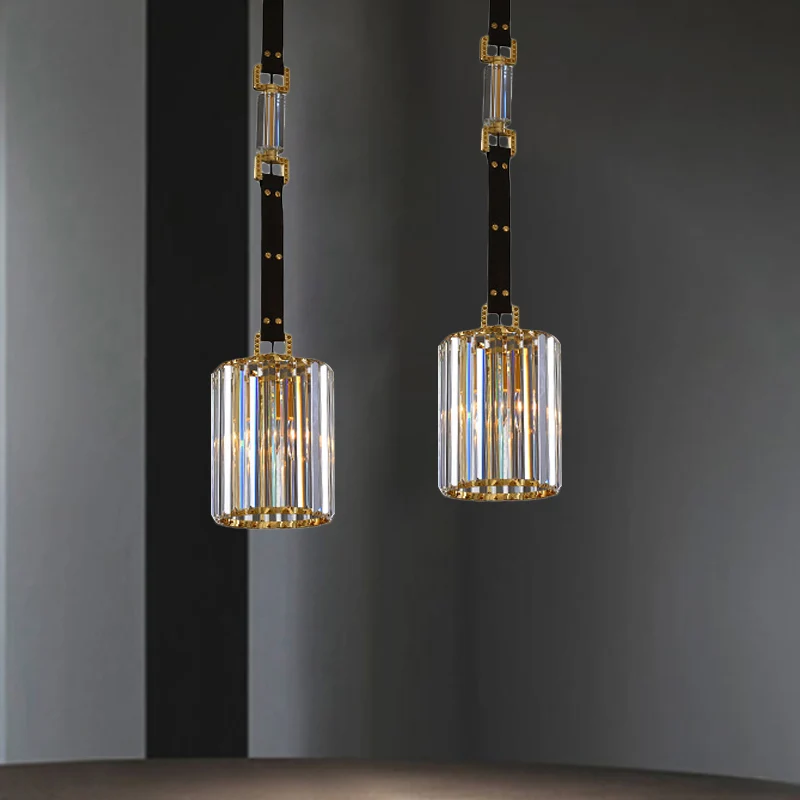 Zwarte cilinderkap hanglamp eigentijds helder kristal LED-plafondhanglamp, 8"/12" breed Clearhalo