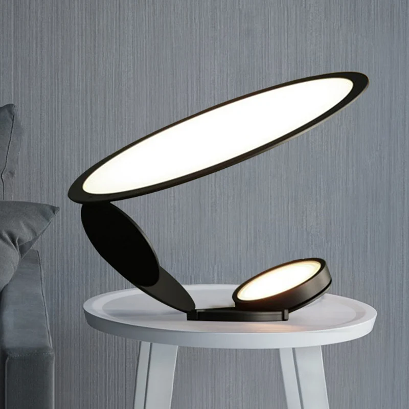 Zwarte cirkelvormige taakverlichting Modernistische LED-metalen leesboeklamp voor woonkamer Clearhalo