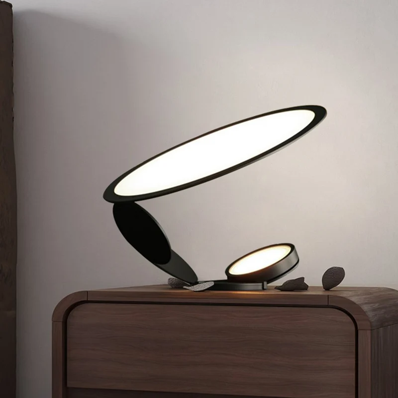 Zwarte cirkelvormige taakverlichting Modernistische LED-metalen leesboeklamp voor woonkamer Clearhalo