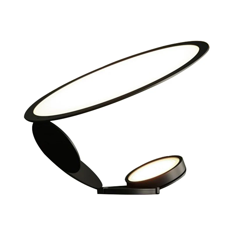 Zwarte cirkelvormige taakverlichting Modernistische LED-metalen leesboeklamp voor woonkamer Clearhalo