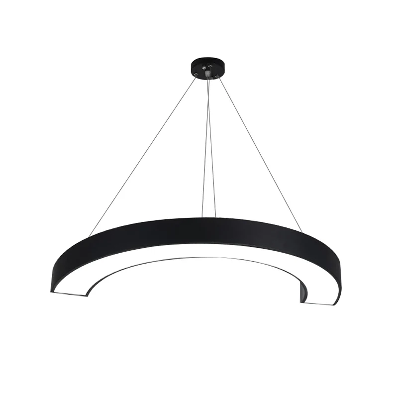 Zwarte C-vormige plafondkroonluchter Eenvoud Acryl LED-hanglamp voor kantoor Clearhalo